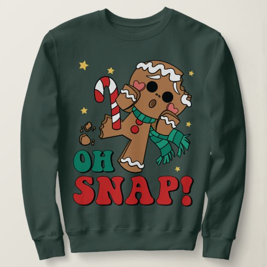 Oh Snap Gingerbread Mann Retro Frohe Weihnachten W Sweatshirt (Design vorne)