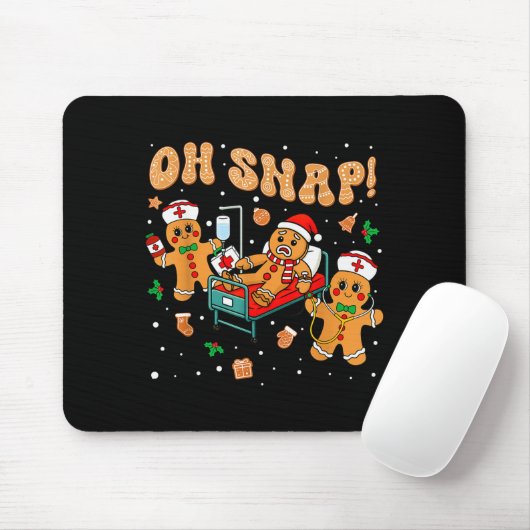 Oh Snap Gingerbread Nurse Funny Nursing Christmas Mousepad (Mit Mouse)