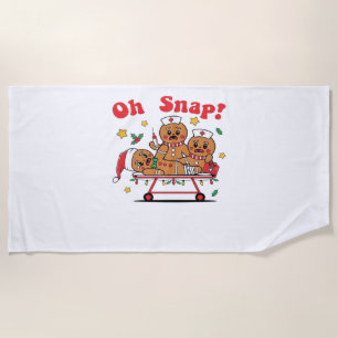 Oh Snap Gingerbread School Nurse Christmas Classic Strandtuch