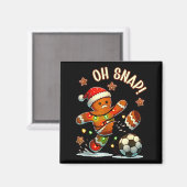 Oh Snap Gingerbread Soccer Xmas Light Holiday  Magnet (Vorderseite/Rückseite)