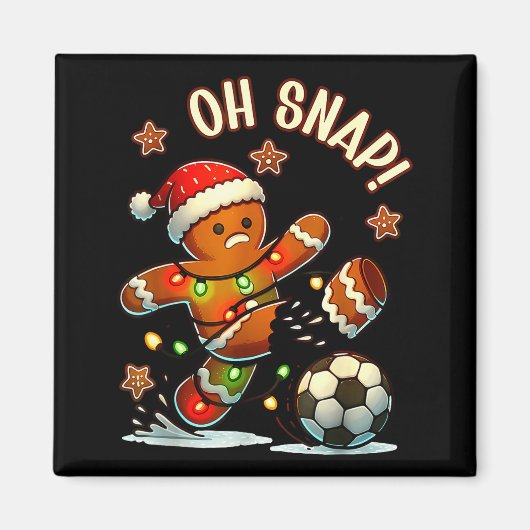 Oh Snap Gingerbread Soccer Xmas Light Holiday  Magnet (Vorne)