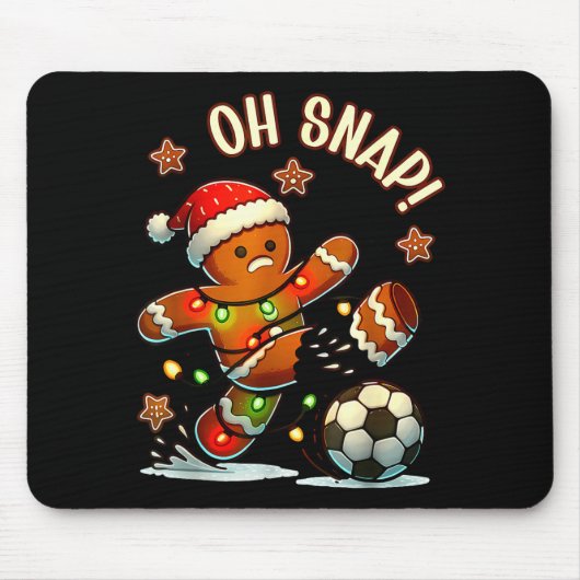 Oh Snap Gingerbread Soccer Xmas Light Holiday Mousepad (Vorne)