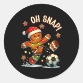 Oh Snap Gingerbread Soccer Xmas Light Holiday  Runder Aufkleber (Vorderseite)