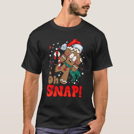 Oh Snap Gingerbrei Mann Retro Weihnachtsmatte T-Shirt (Vorderseite)