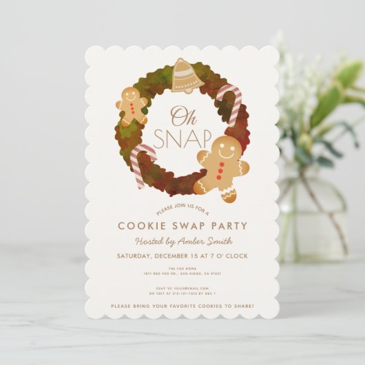 Oh, Snap Gingerbrot Cookie Swap Party Einladung (Stehend Vorderseite)
