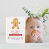 Oh Snap Gingerbrot Mann Kinder Foto Geburtstag Einladung (Stehend Vorderseite)