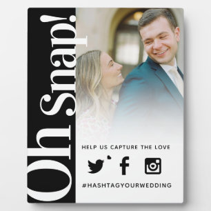 Oh Snap Hashtag Hochzeit einfache kühnen Text-Plak Fotoplatte