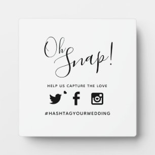 Oh Snap Hashtag Hochzeit einfachen Text Mono Fotoplatte