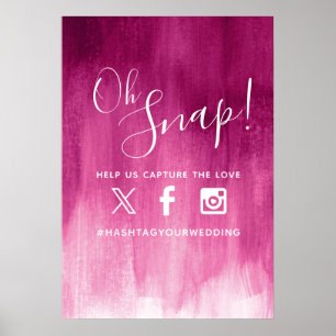 Oh Snap Hashtag Hochzeit rosa rote moderne Kunst Poster