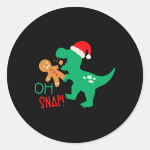 Oh Snap Lebkuchen-Dinosaurier Weihnachtsmann Weihn Runder Aufkleber