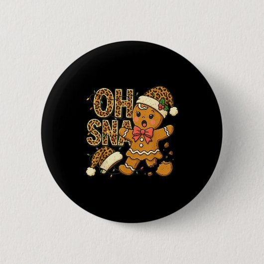 Oh Snap Lebkuchen Santa Hut Lustiger Weihnachtskoc Button (Vorderseite)