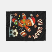 Oh Snap Lebkuchenmann Weihnachtsfußball Fleecedecke (Vorderseite (Horizontal))