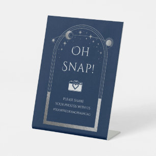 Oh Snap Mystical Blue Silver Sun Moon Wedding Sockelschild