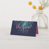 "Oh Snap" Neon Pink Script Tropical Retro Hochzeit Platzkarte (Rückseite)