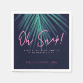 "Oh Snap" Neon Pink Script Tropical Retro Hochzeit Serviette (Vorderseite)