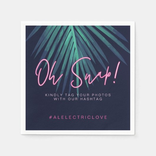 "Oh Snap" Neon Pink Script Tropical Retro Hochzeit Serviette (Vorderseite)