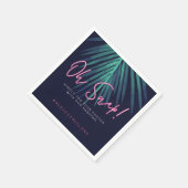 "Oh Snap" Neon Pink Script Tropical Retro Hochzeit Serviette (Ecke)