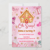 Oh Snap Pink Gingerbread Haus Einladung zum Geburt (Vorderseite)