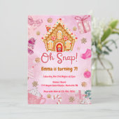 Oh Snap Pink Gingerbread Haus Einladung zum Geburt (Stehend Vorderseite)