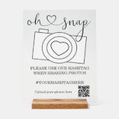 Oh Snap Wedding Foto Hashtag Personalisiert Acrylschild (Vorderseite)