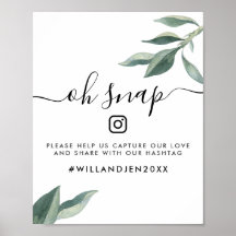 Oh Snap Wedding Hashtag Sign | Aquarellfarbene Blä