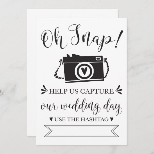 Oh Snap Wedding Hashtag Sign Einladung (Vorne/Hinten)