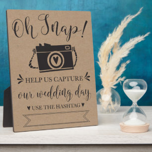 Oh Snap Wedding Hashtag Sign Fotoplatte