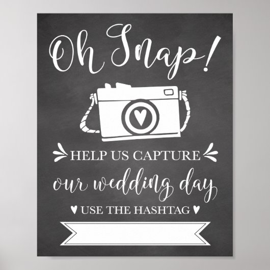 Oh Snap Wedding Hashtag Sign Poster (Vorne)