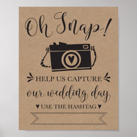 Oh Snap Wedding Hashtag Sign Poster (Vorne)