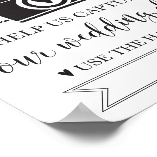 Oh Snap Wedding Hashtag Sign Poster (Ecke)