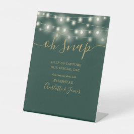 Oh Snap Wedding String leuchtet grün und Gold Sockelschild
