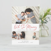 Oh So froh Red Script Collage 3 Foto Weihnachten (Stehend Vorderseite)