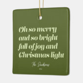 Oh So froh Weihnachten moderne Karte Grün Keramikornament (Links)