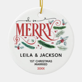 Oh so fröhliche Feiertags-Weihnachtspaare Keramik Ornament