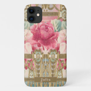 Oh So Mädchenhaft Rosa und Gold Vintage Blumenmust Case-Mate iPhone Hülle