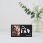 Oh So Pretty Nageldesignerin Skript Foto QR Code Visitenkarte (Stehend Vorderseite)