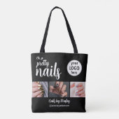 Oh So Pretty Nail Artist Script Logo 3 Foto Schwar Tasche (Rückseite)