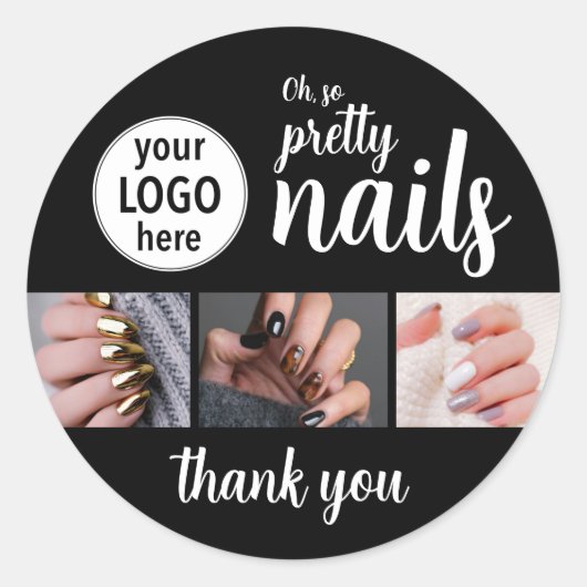 Oh So Pretty Nail Artist Script Logo Photo Runder Aufkleber (Vorderseite)