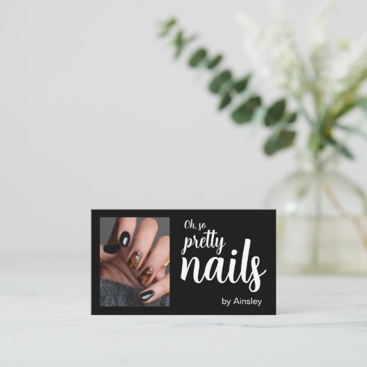 Oh So Pretty Nail Artist Script Photo QR Code Visitenkarte (Stehend Vorderseite)