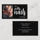Oh So Pretty Nail Artist Script Photo Visitenkarte (Vorne/Hinten)