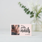 Oh So Pretty Nail Artist Script Pink Photo QR Code Visitenkarte (Stehend Vorderseite)