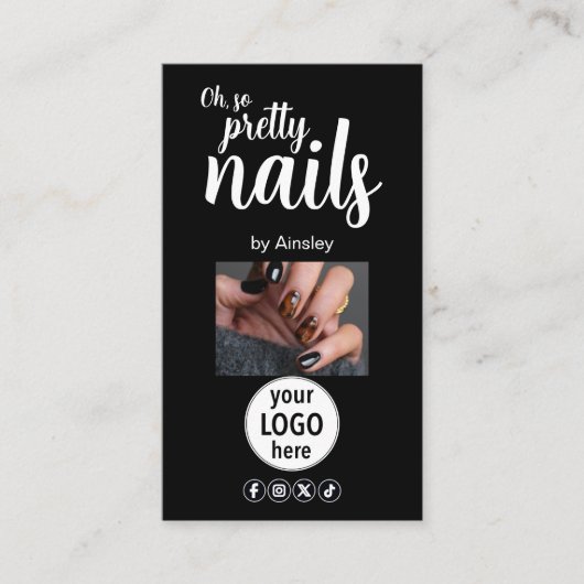 Oh So Pretty Nails Logo QR Code Social Visitenkarte (Vorderseite)
