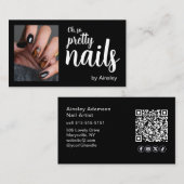 Oh So Pretty Nails Photo QR Code Social Icons Visitenkarte (Vorne/Hinten)