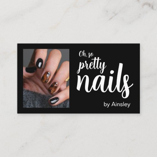 Oh So Pretty Nails Photo QR Code Social Icons Visitenkarte (Vorderseite)