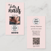 Oh So Pretty Nails Pink Logo QR Code Social Visitenkarte (Vorne/Hinten)