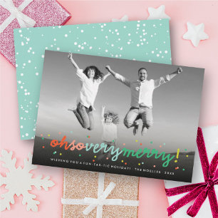 Oh, so sehr froh bunt Confetti Dots Fun Foto Feiertagskarte