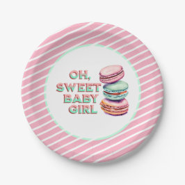 Oh Sweet Baby Girl Macaron Themed Baby Dusche Pappteller