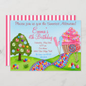 Oh Sweet Candy Land Birthday Cupcake Einladungen (Vorne/Hinten)