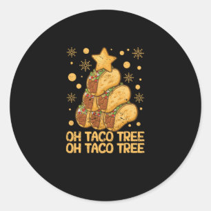 Oh Taco Tree Christmas Pajamas Xmas Mexican Food Runder Aufkleber