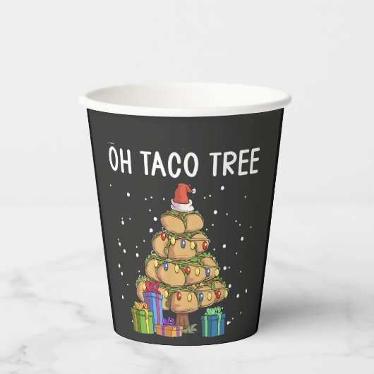 Oh, Taco Tree Funny mexikanisches Essen Ugy Weihna Pappbecher (Vorderseite)